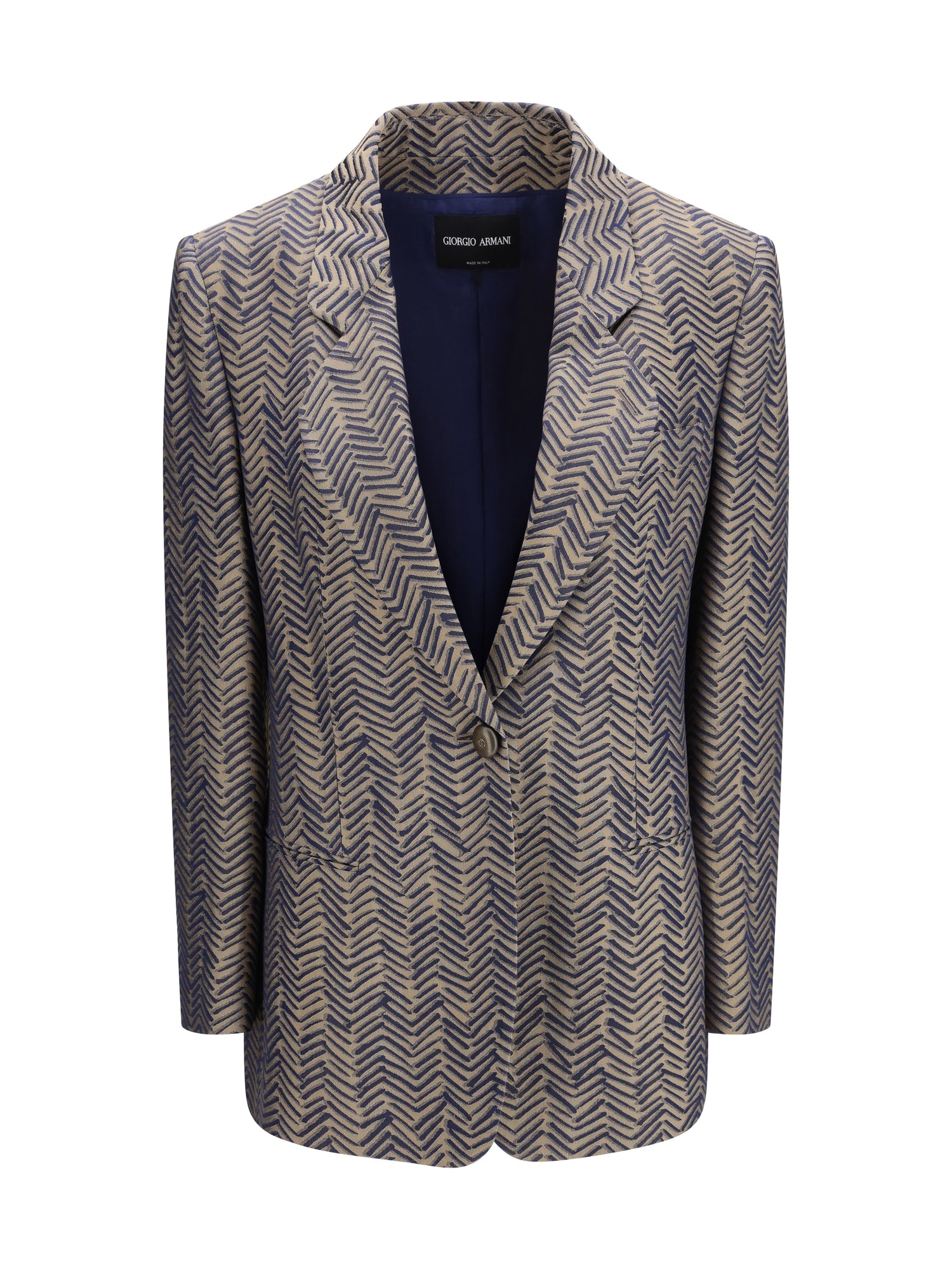 GIORGIO ARMANI 42 single-breasted jacket cchevron jacquard viscose