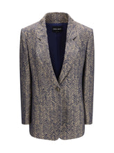 GIORGIO ARMANI 42 single-breasted jacket cchevron jacquard viscose