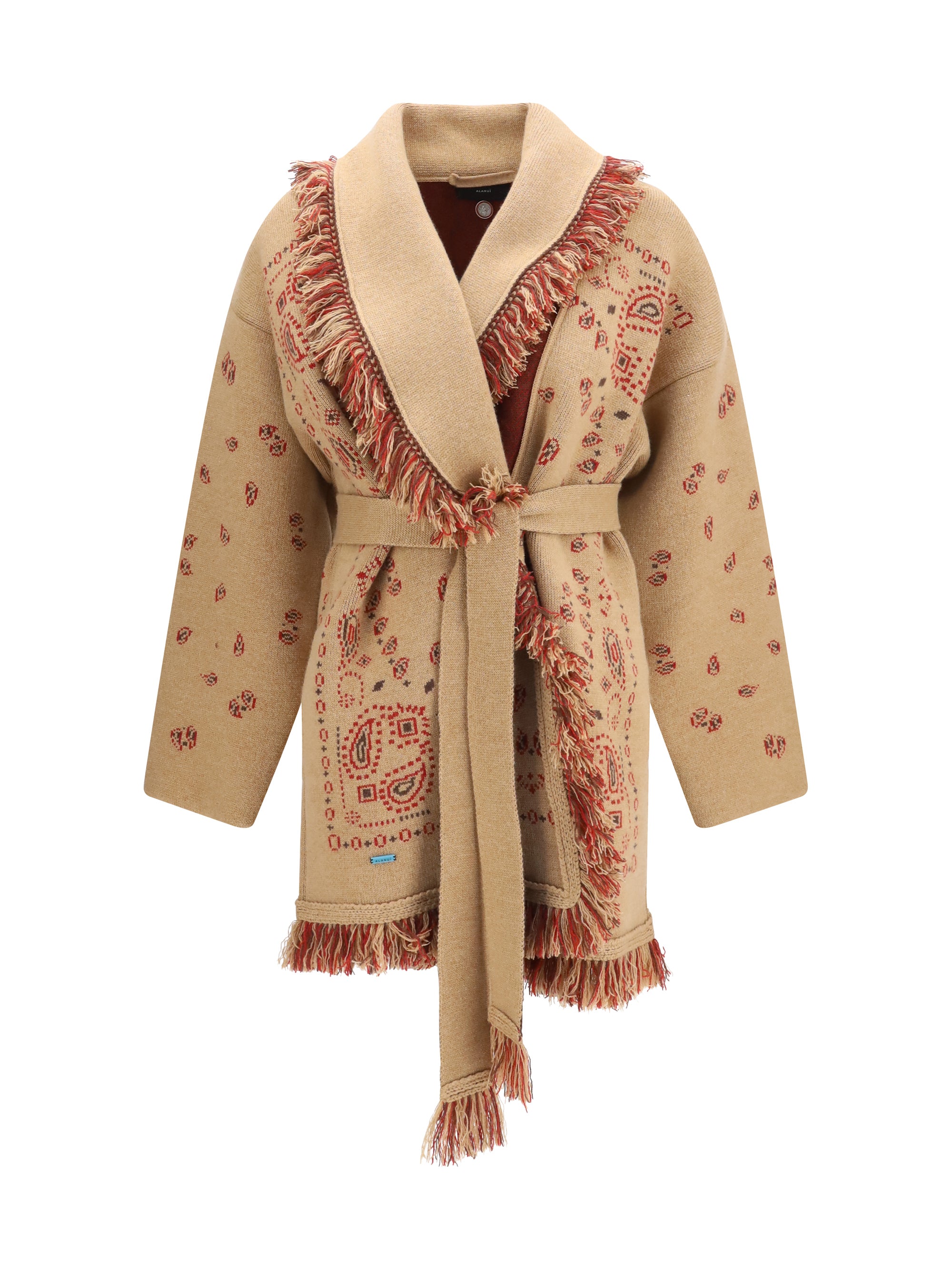 icon jacquard cardigan with belt
