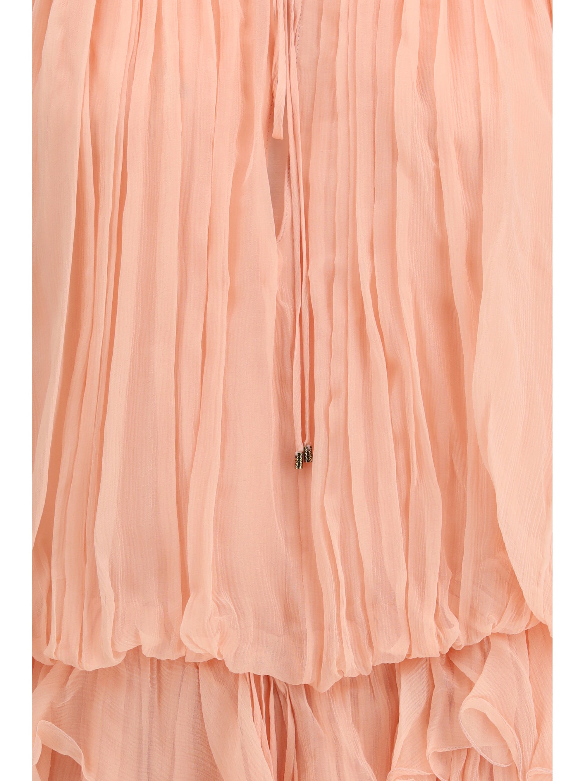 mini dress with cape in silk muslin