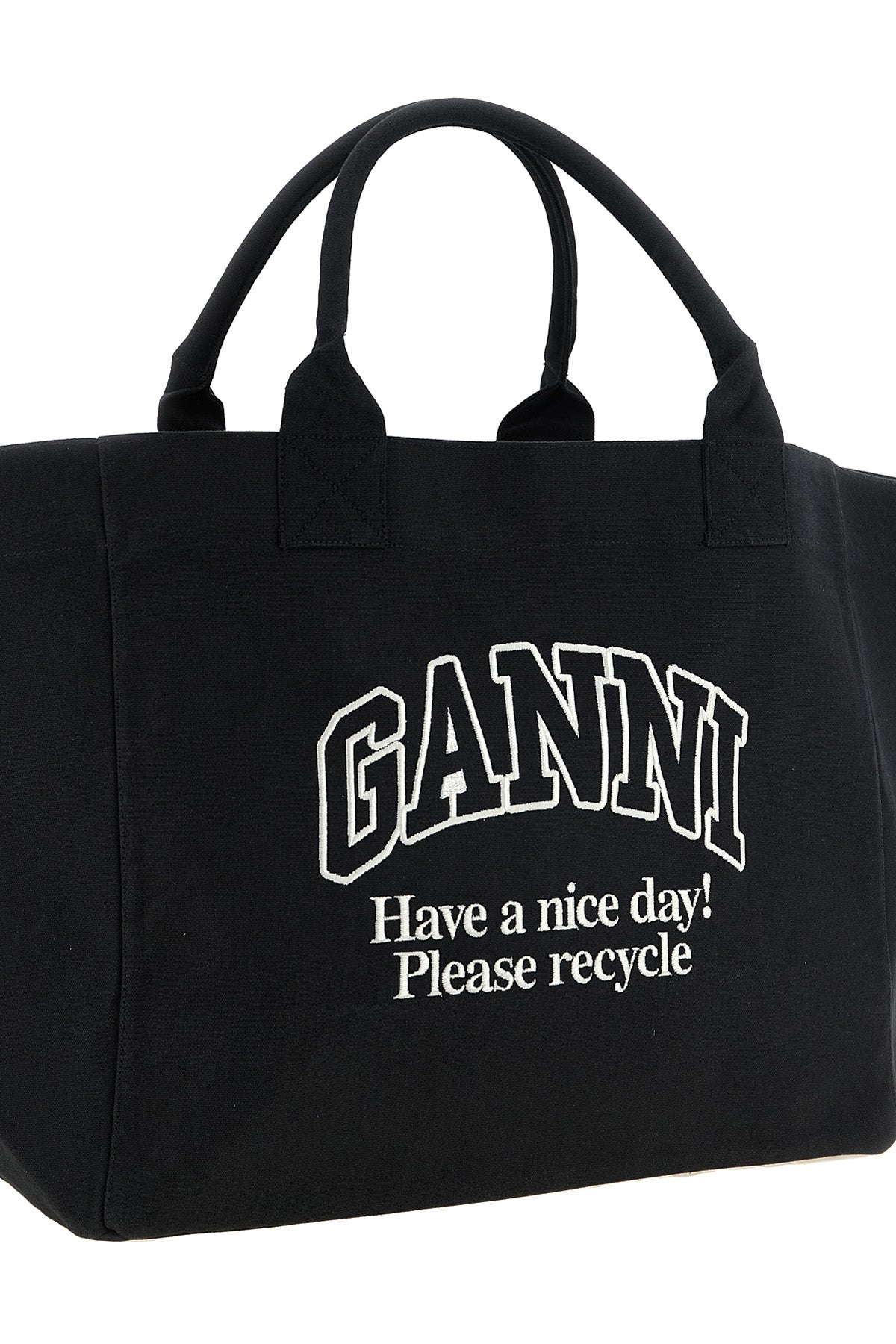 the xxl shopper bag by ganni stands out for its oversized and unstructured silh