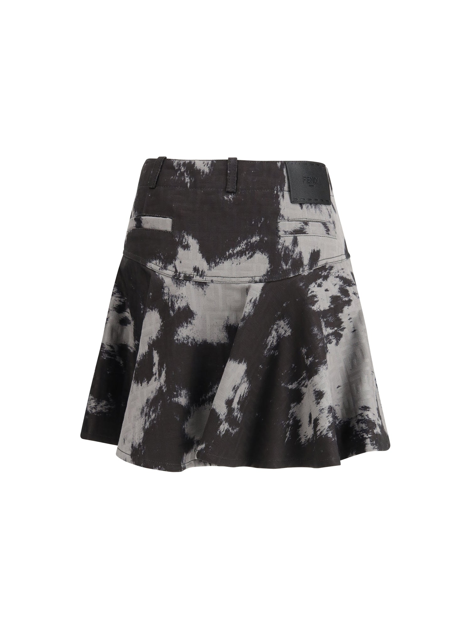 FENDI 40 denim miniskirt with animalier motif