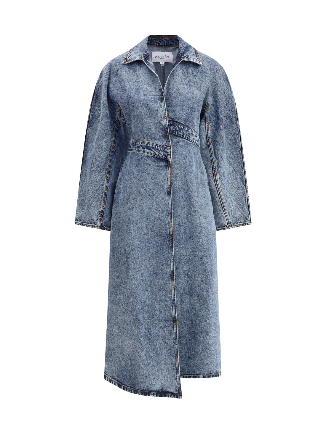 ALAIA 36 long denim spiral trench 