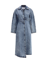 ALAIA 36 long denim spiral trench 