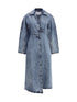 ALAIA 36 long denim spiral trench 