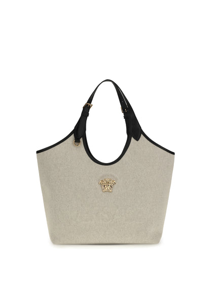 VERSACE OS tote fabric calf leather