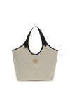tote fabric calf leather