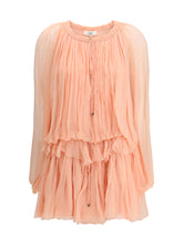 CHLOÉ 36 mini dress with cape in silk muslin