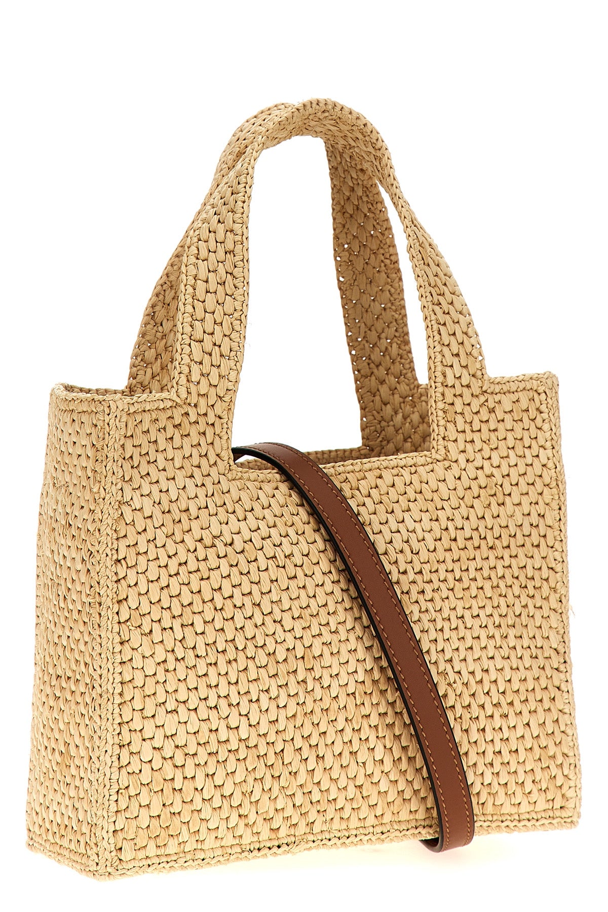 font tote mini raffia shopping bag