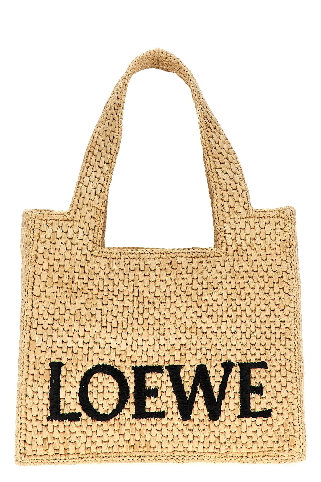 LOEWE OS font tote mini raffia shopping bag
