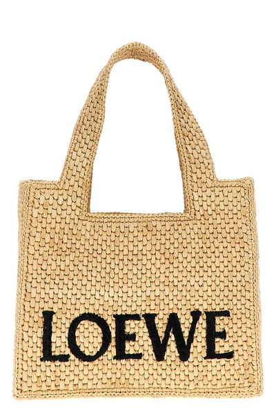 font tote mini raffia shopping bag
