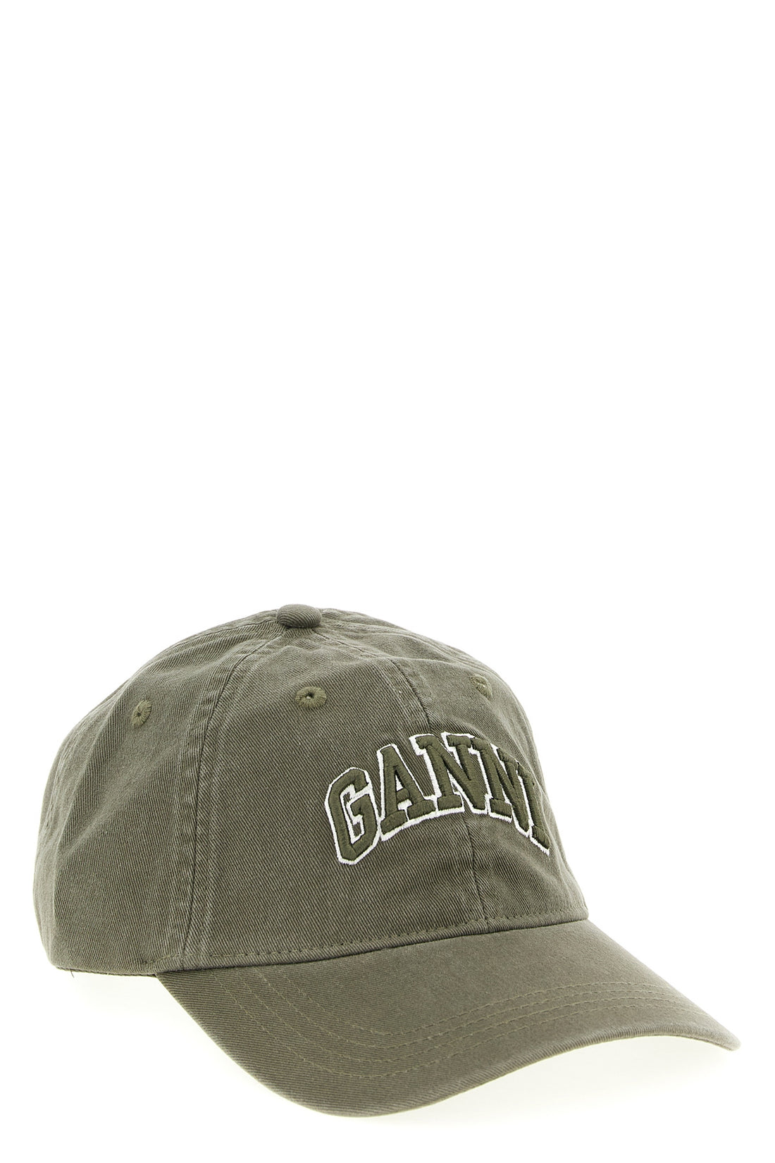 GANNI OS used-effect washed cotton canvas cap