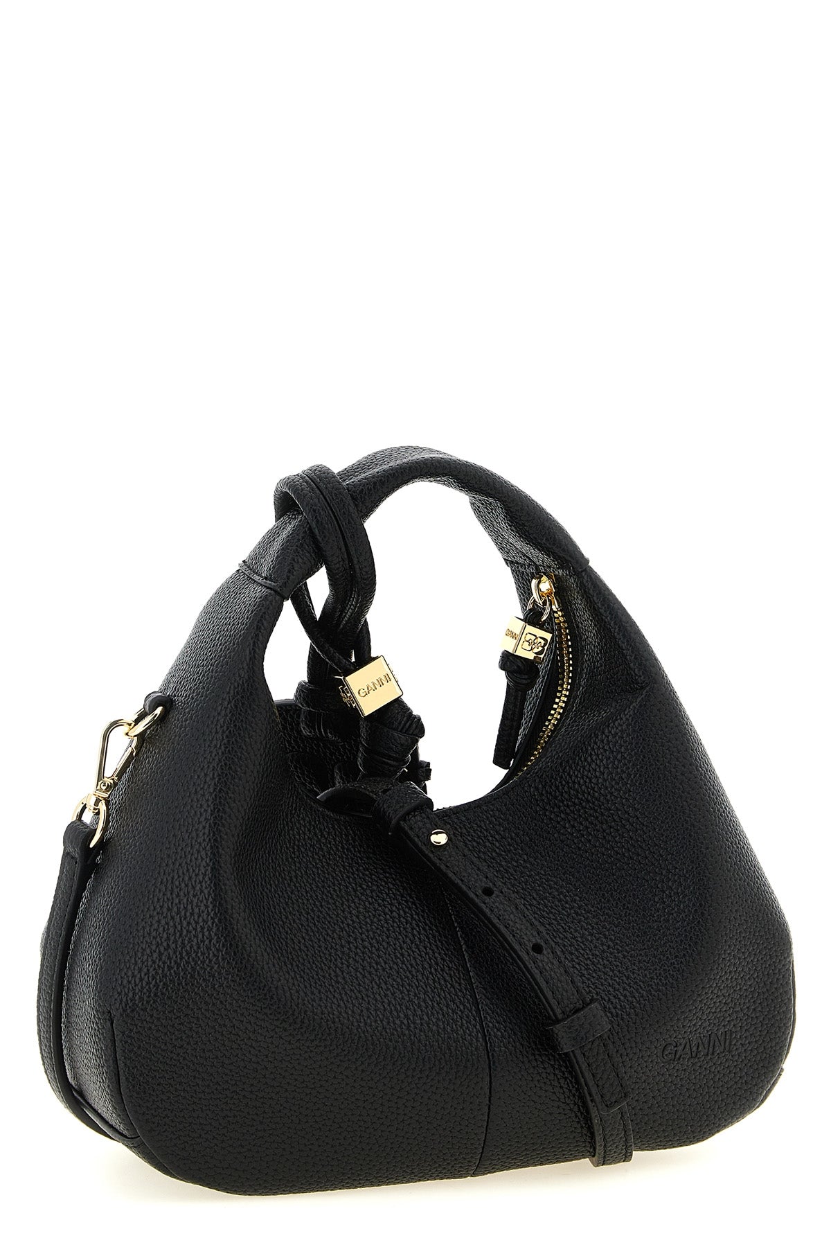 mini hobo handbag in textured faux leather