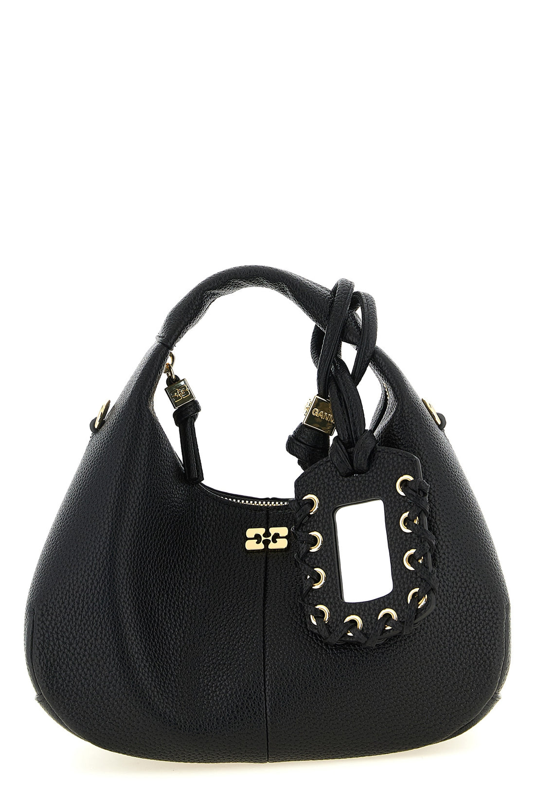 GANNI OS mini hobo handbag in textured faux leather