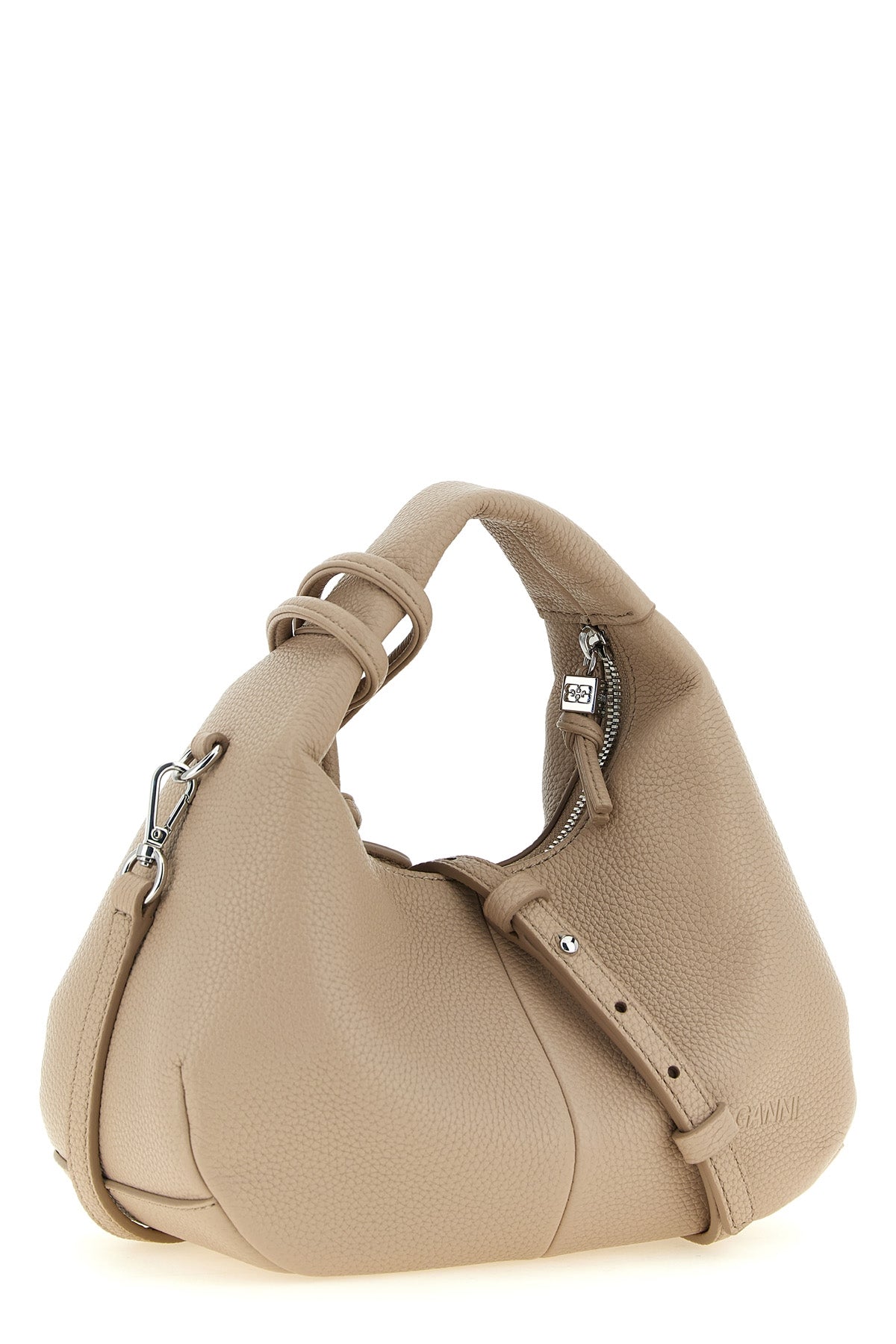 mini hobo handbag in textured faux leather