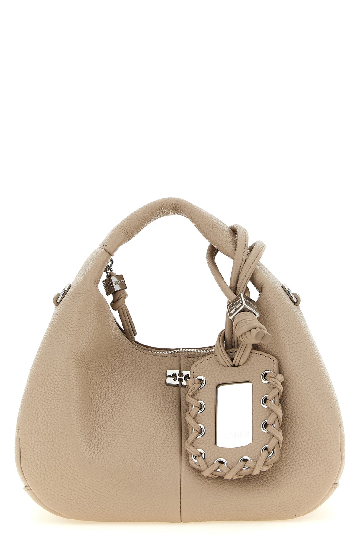 mini hobo handbag in textured faux leather