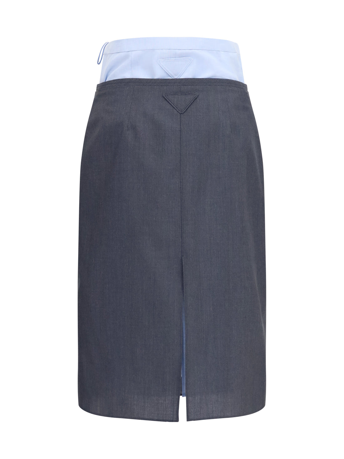 PRADA 40 double-layer midi skirt in cotton and linen