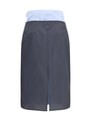 double-layer midi skirt in cotton and linen