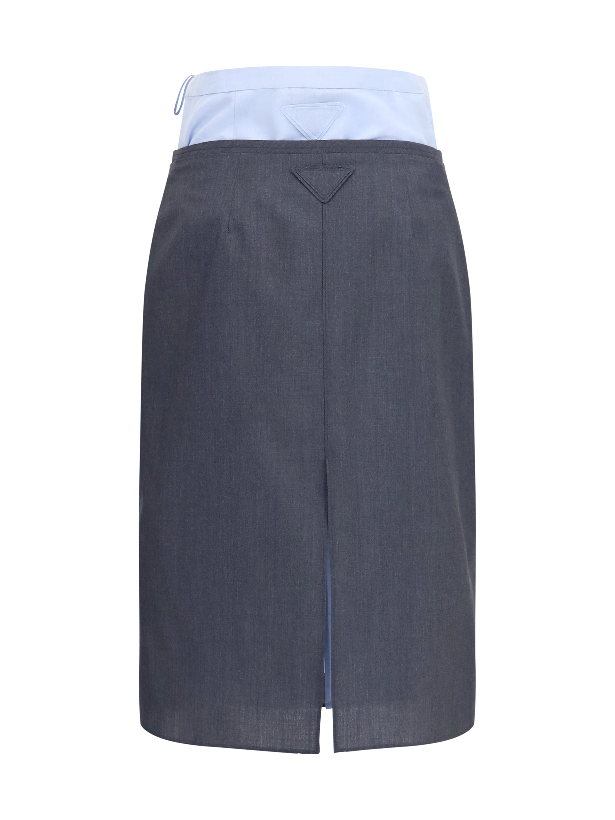 double-layer midi skirt in cotton and linen