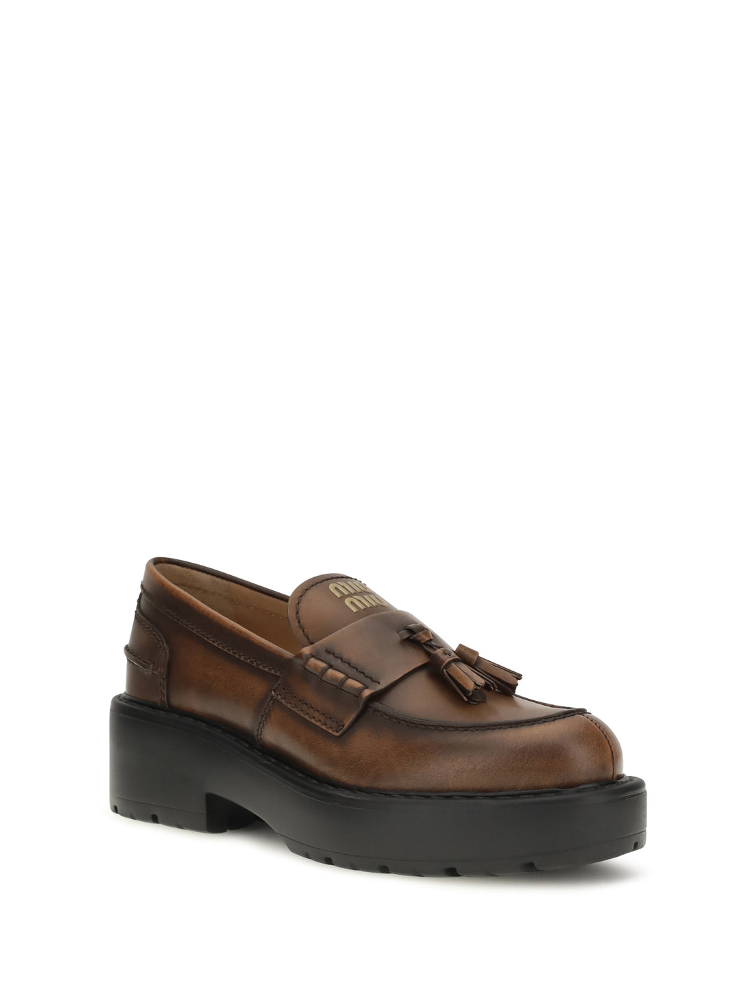MIU MIU 36 smooth leather tassel loafers