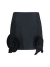 crepe mini skirt with floral appliqué