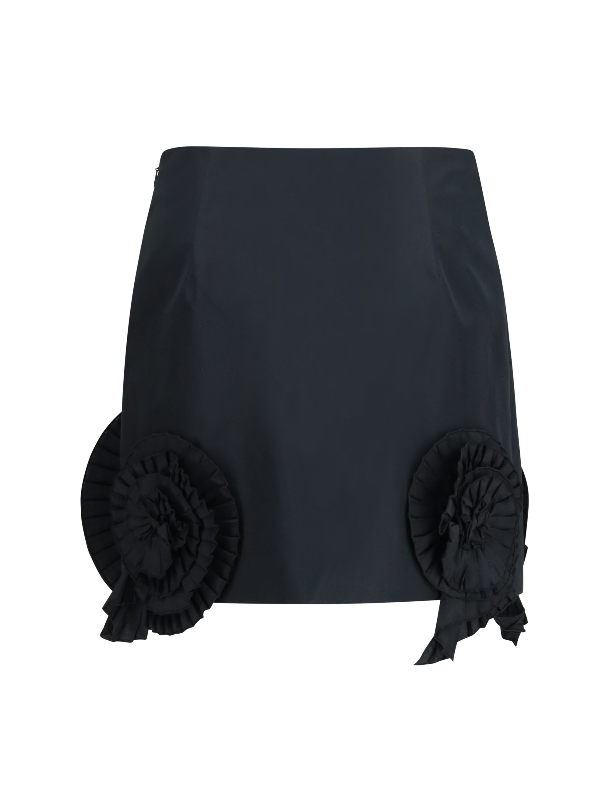 crepe mini skirt with floral appliqué