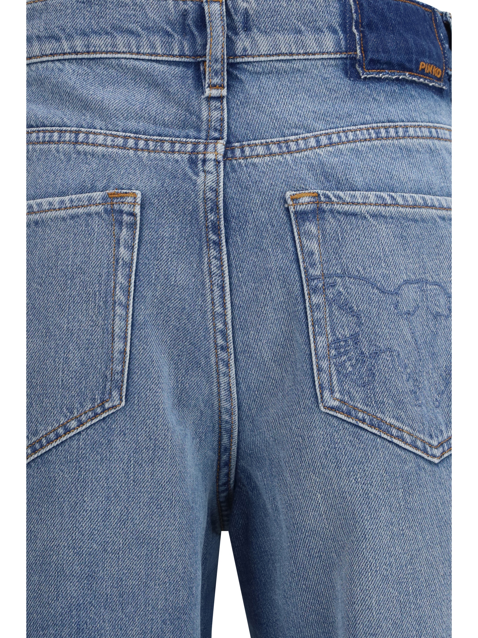 balloon fit jeans in faded denim