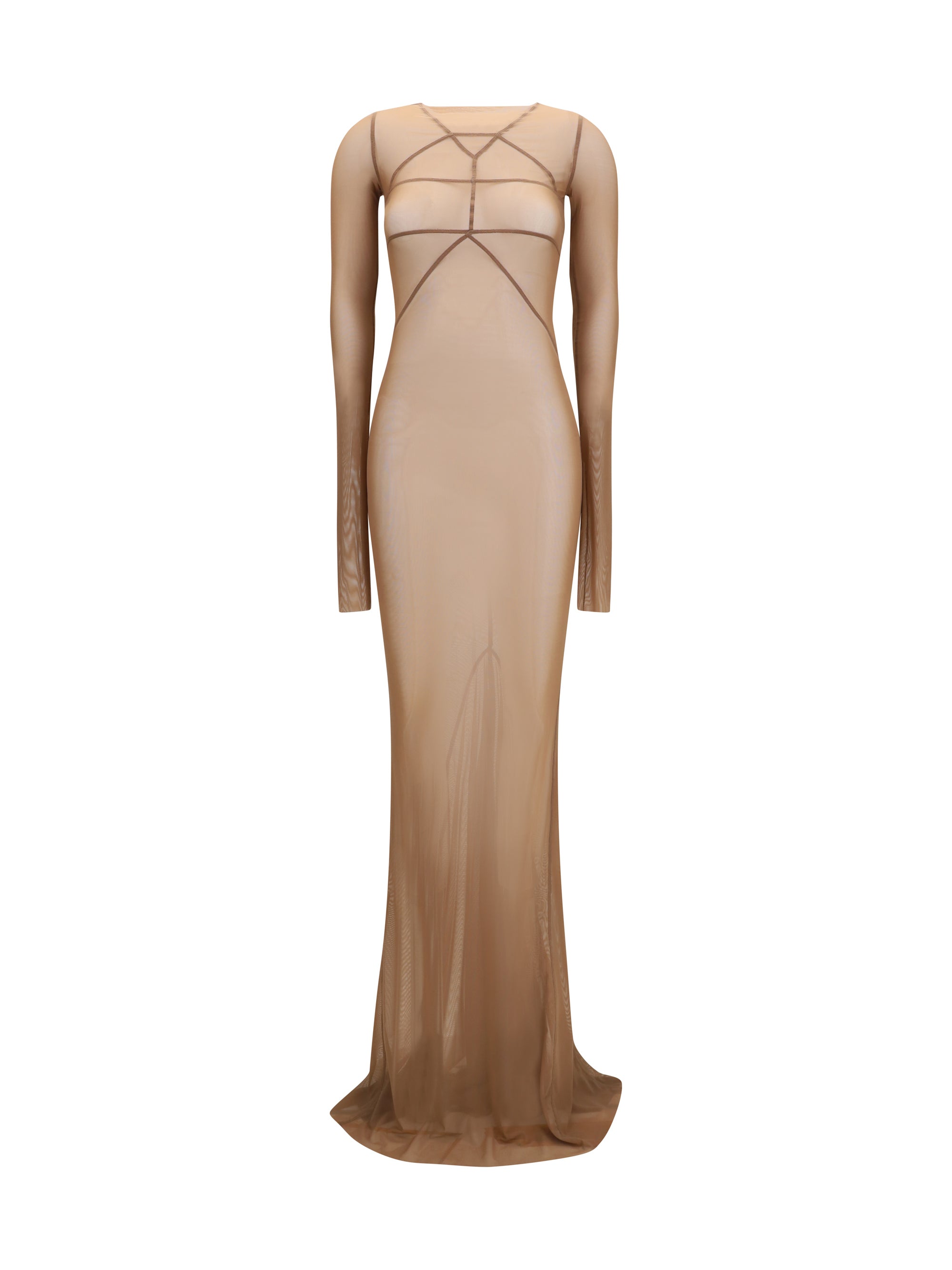 long transparent tulle dress