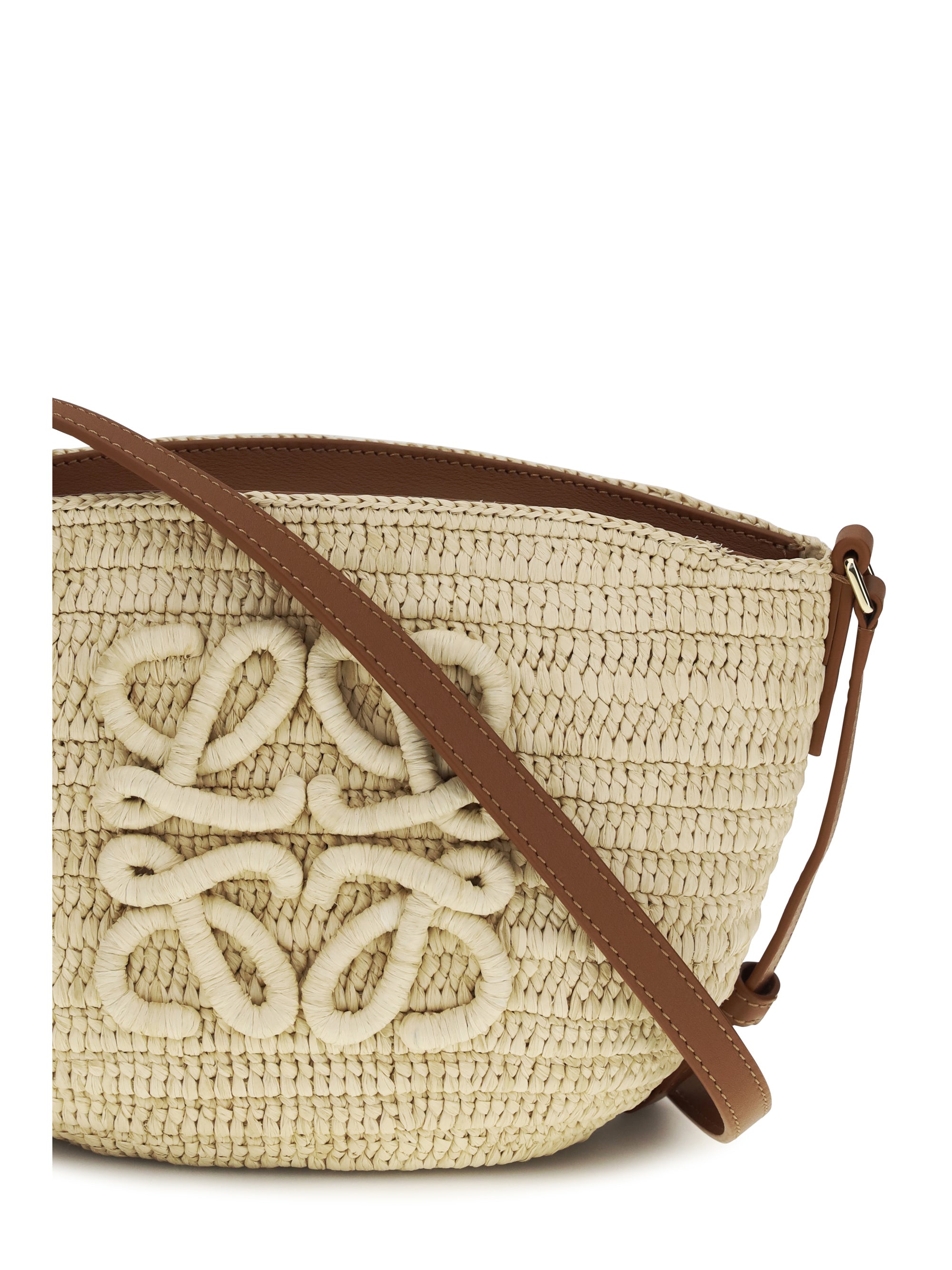 eclipse raffia and calfskin shoulder bag loewe x paula’s ibiza