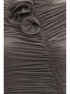 draped high-neck midi dress