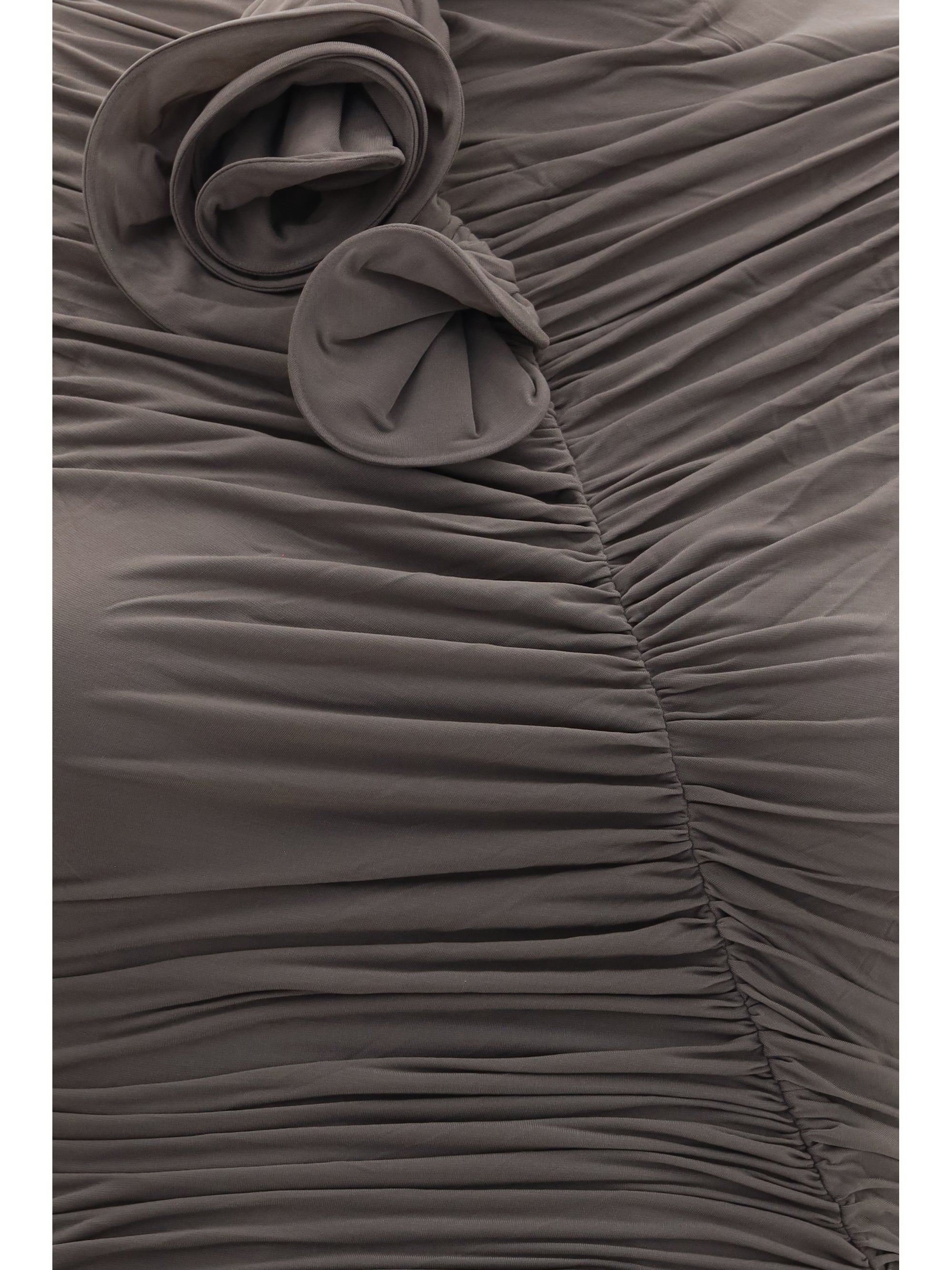 draped high-neck midi dress