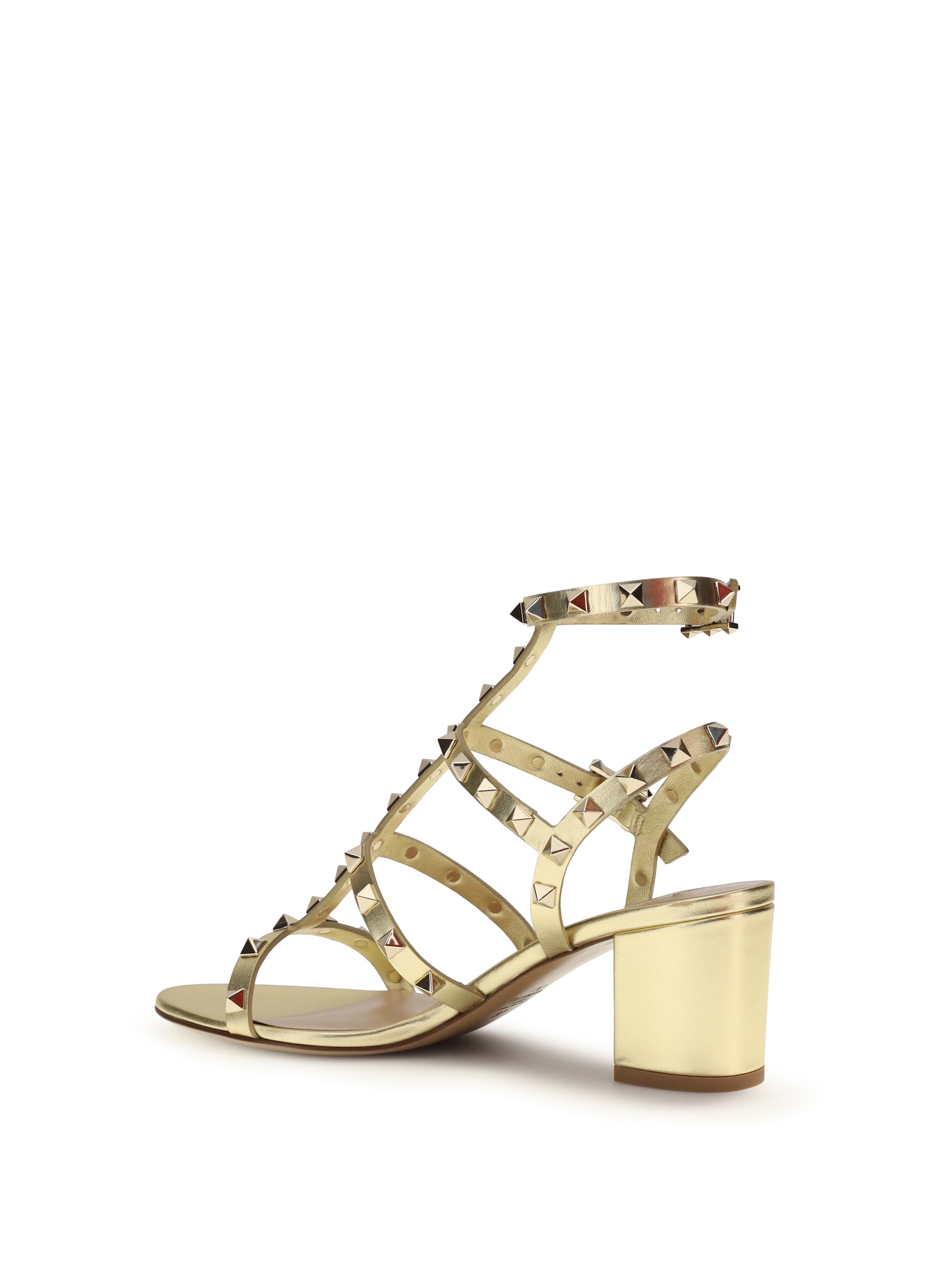 rockstud sandals laminated leather