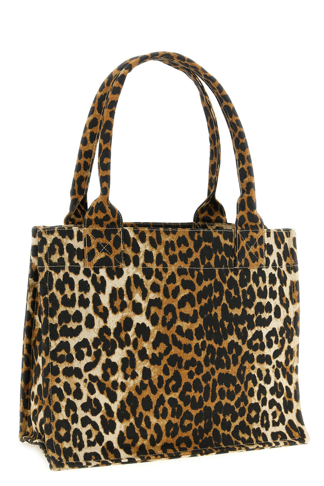 GANNI OS the large ganni leopard tote bag features a capacious silhouette made of cotto
