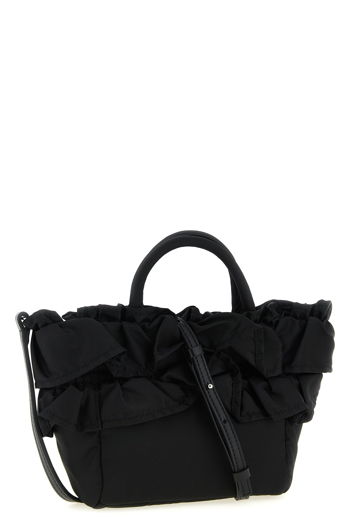 mini shopper ruffle handbag in technical fabric