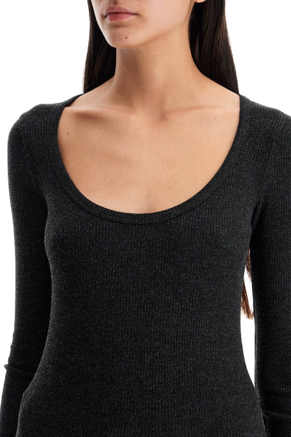 fitted top with deep neckline