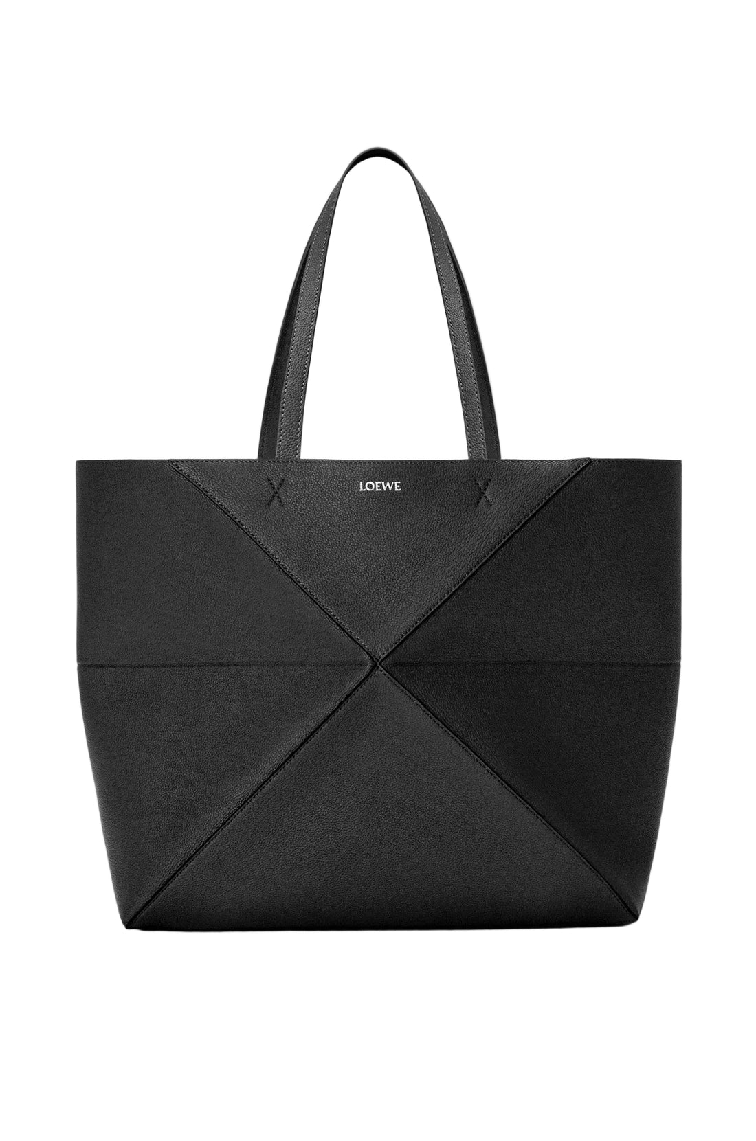 loewe-large-horizontal-puzzle-fold-black-leather-tote