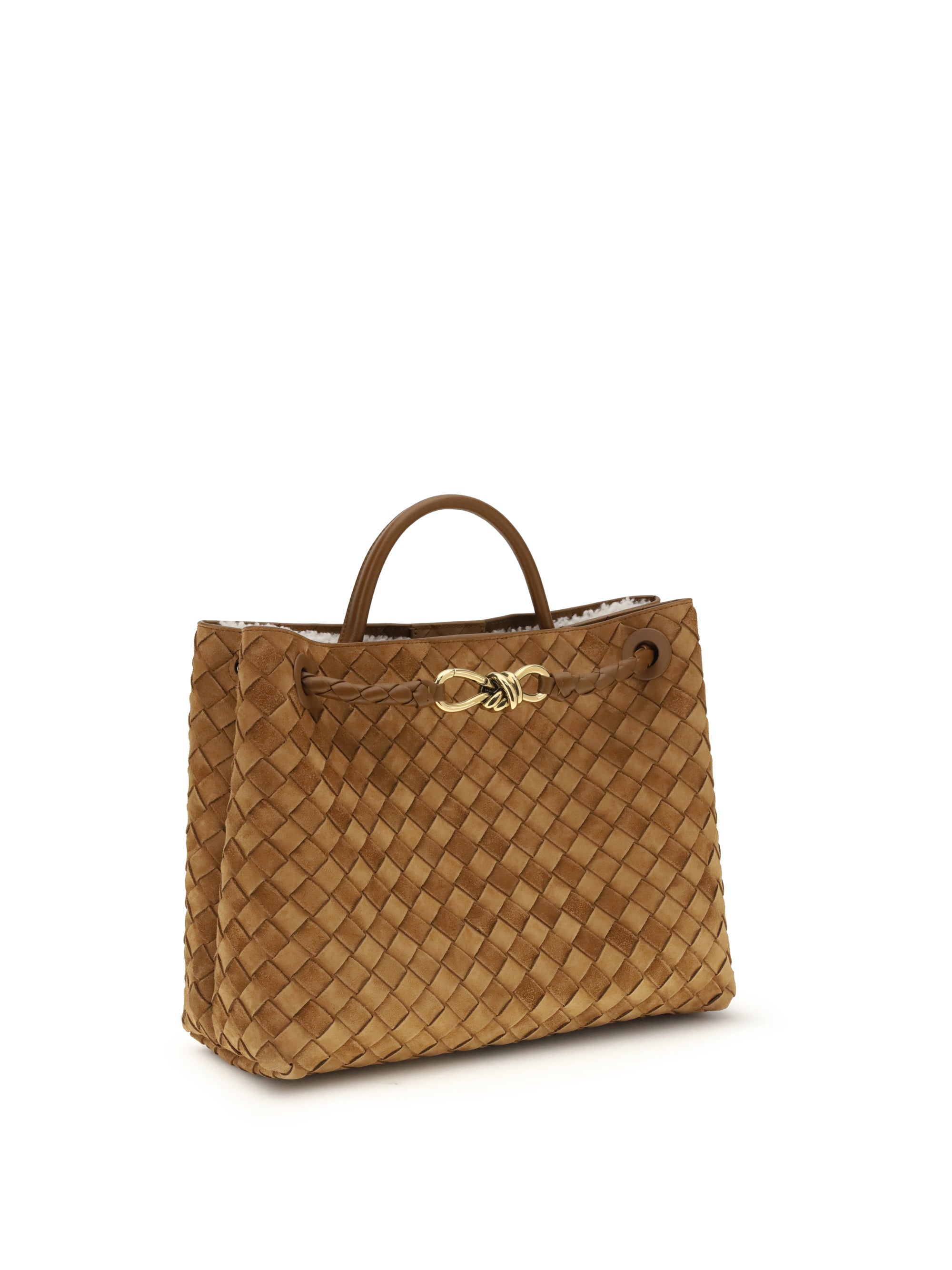 medium suede tote bag with intrecciato motif