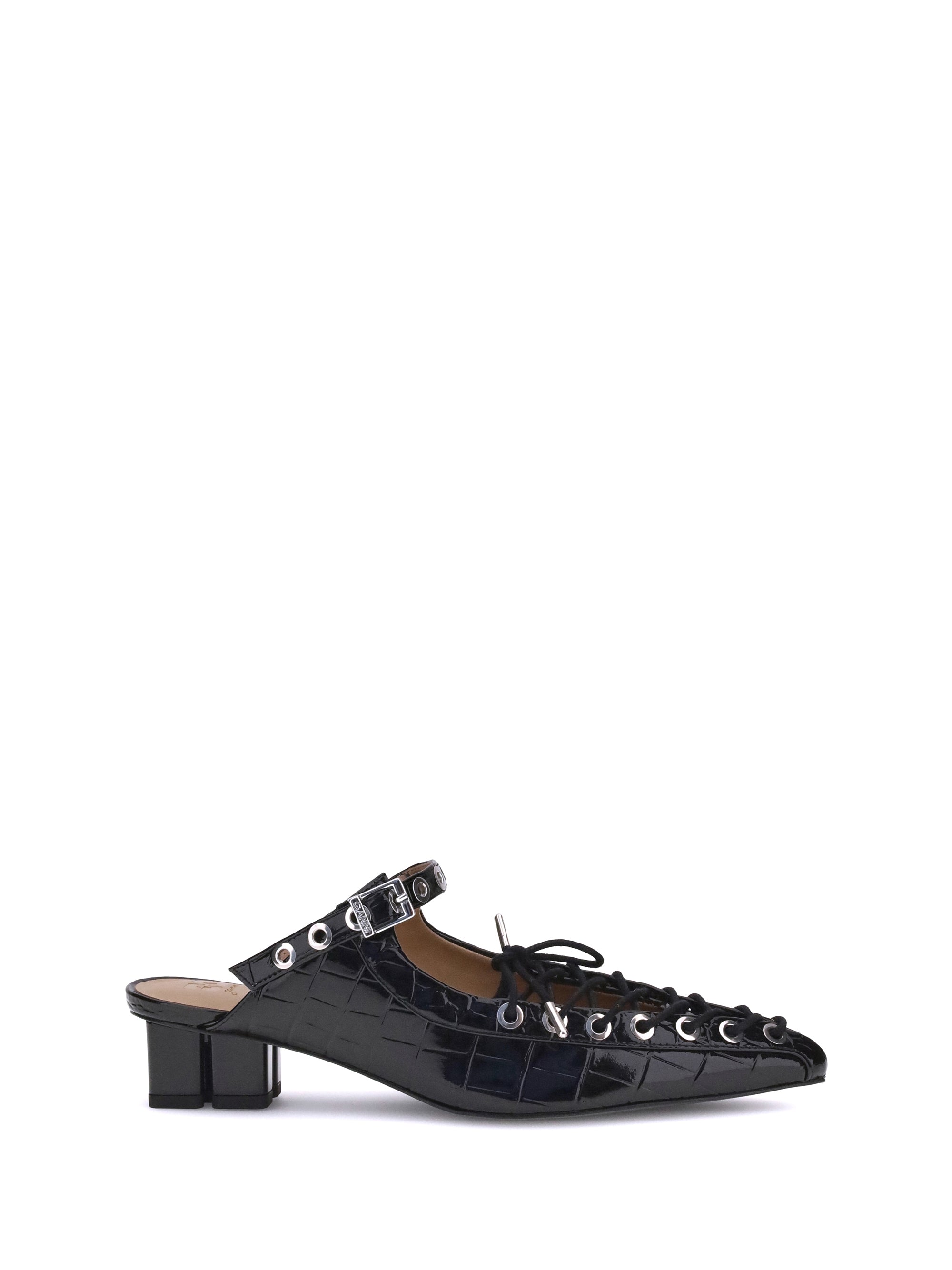 GANNI 36 oleatex laced mules