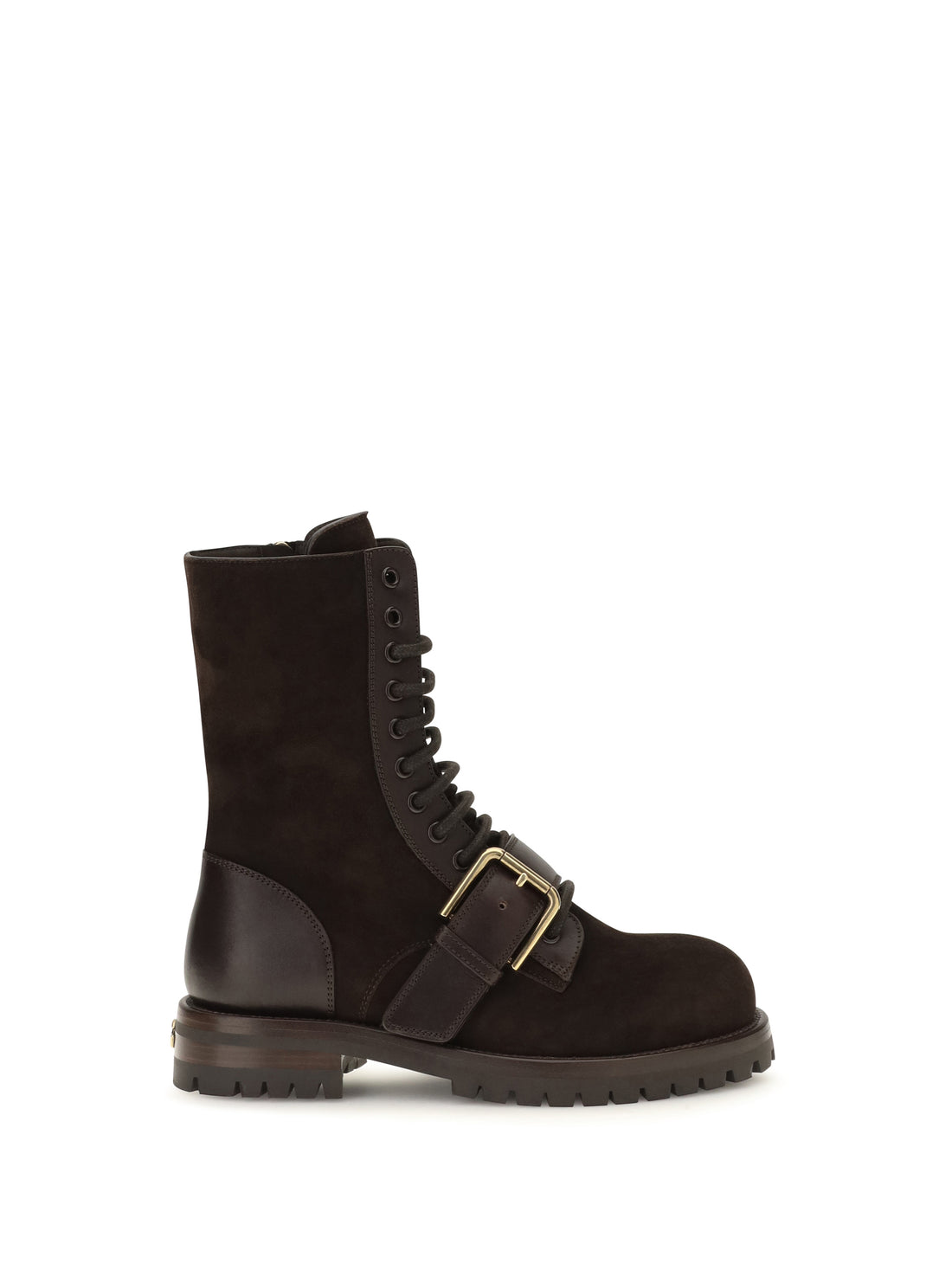 DOLCE &amp; GABBANA 36 leather and suede buckle ankle boots
