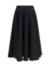 virgin wool ruffled midi skirt