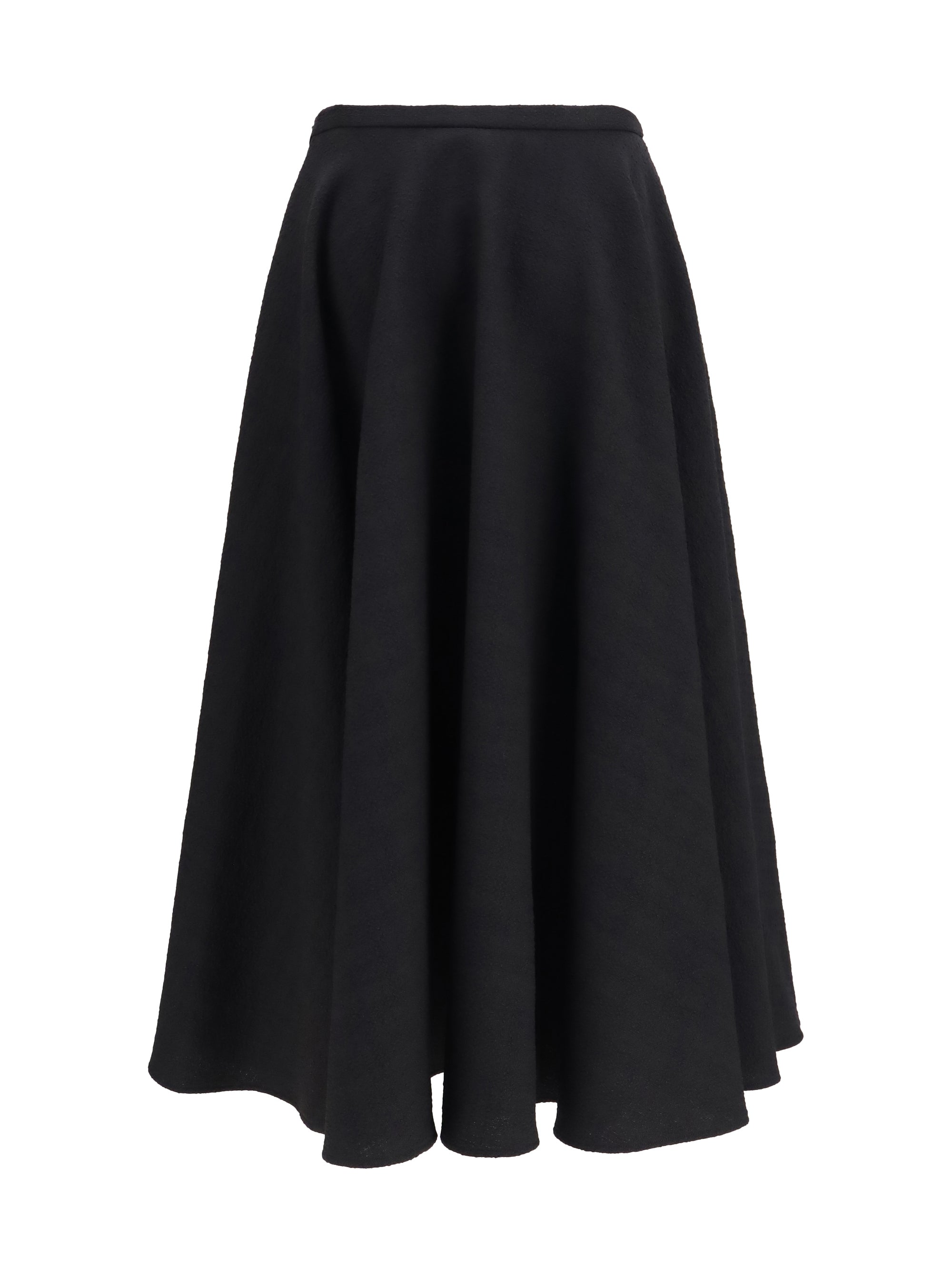 virgin wool ruffled midi skirt
