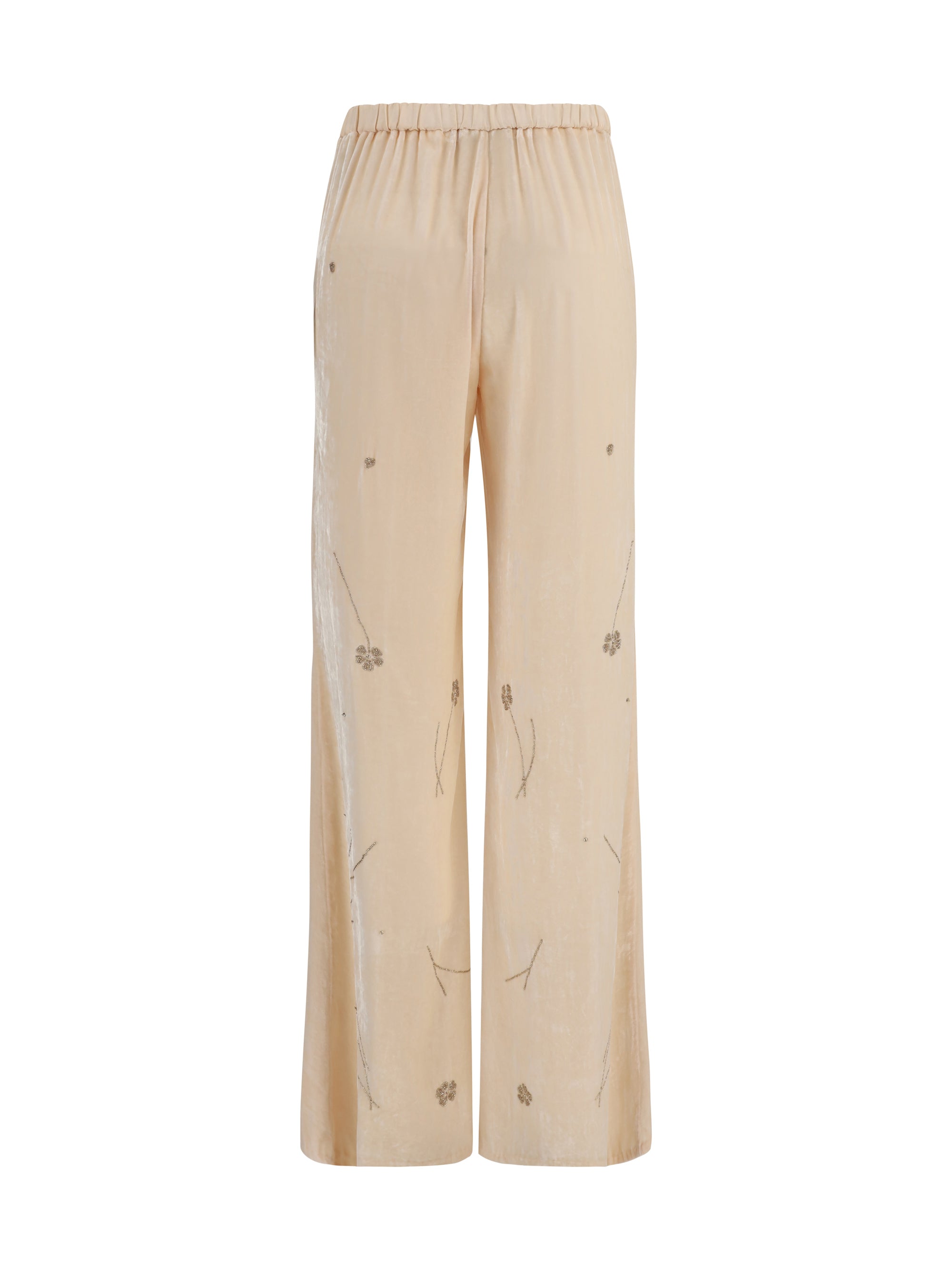 fleurs d’orient embroidered crushed velvet trousers