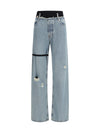 high-waisted jeans with elastic