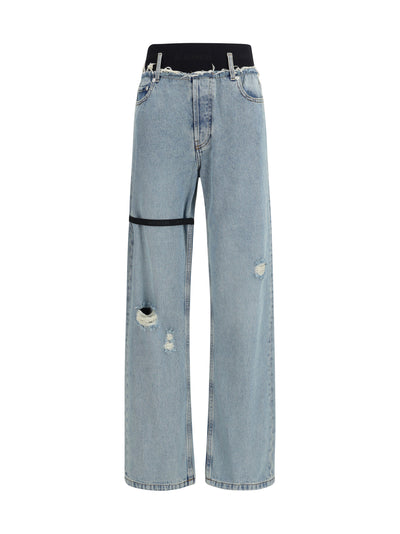 high-waisted jeans with elastic