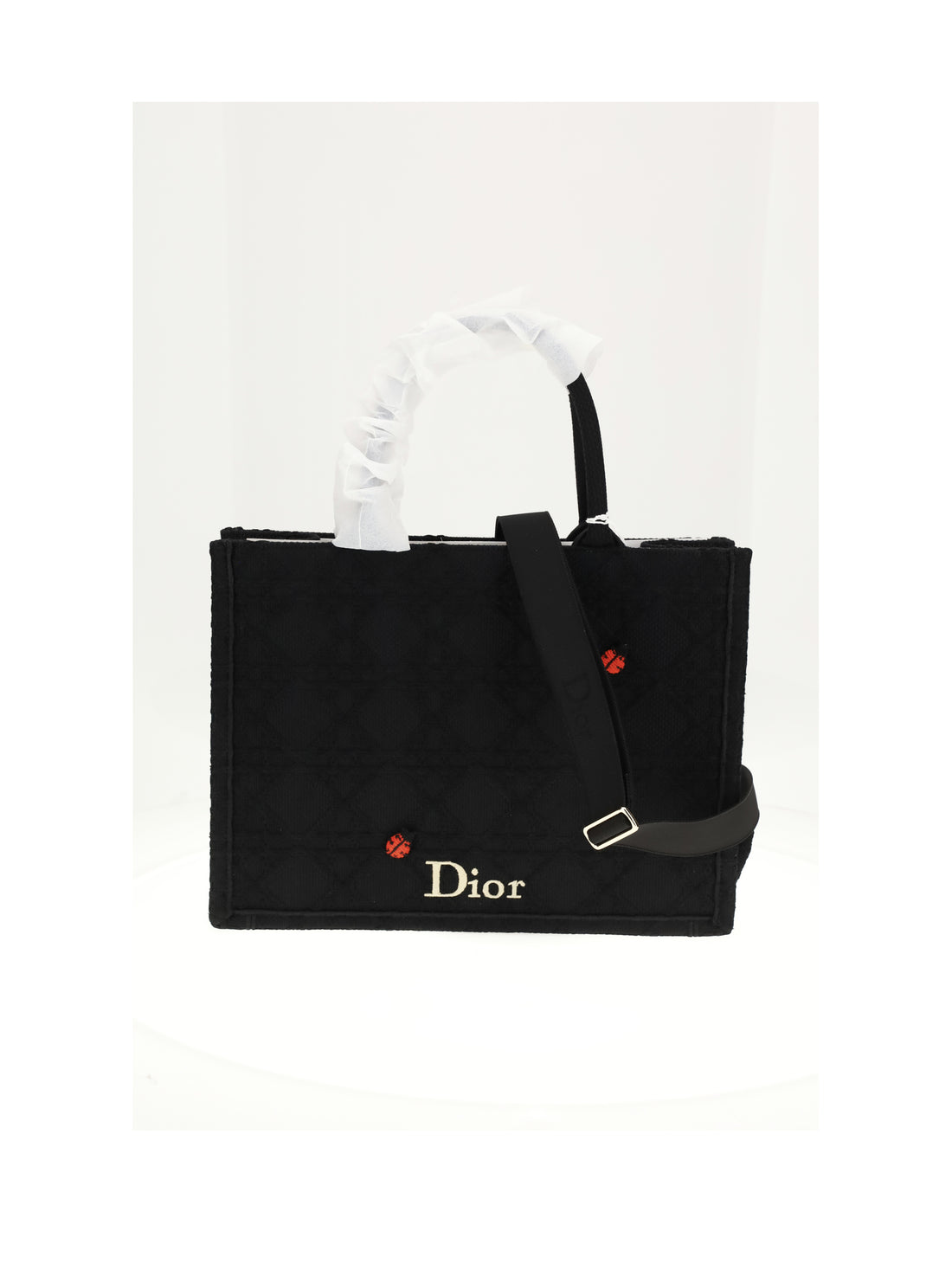 DIOR OS medium booktote raffia cannage with lady