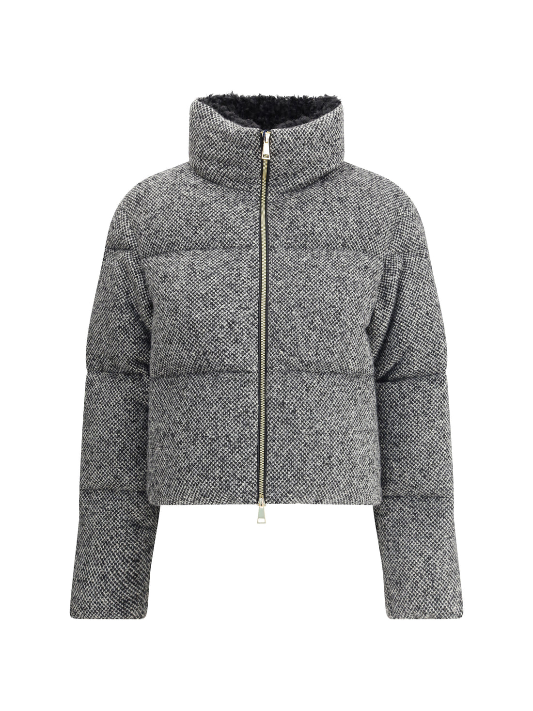MONCLER 0 boucl? careil short down jacket in wool