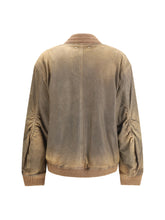 GOLDEN GOOSE L brown leather jacket with zip closure
