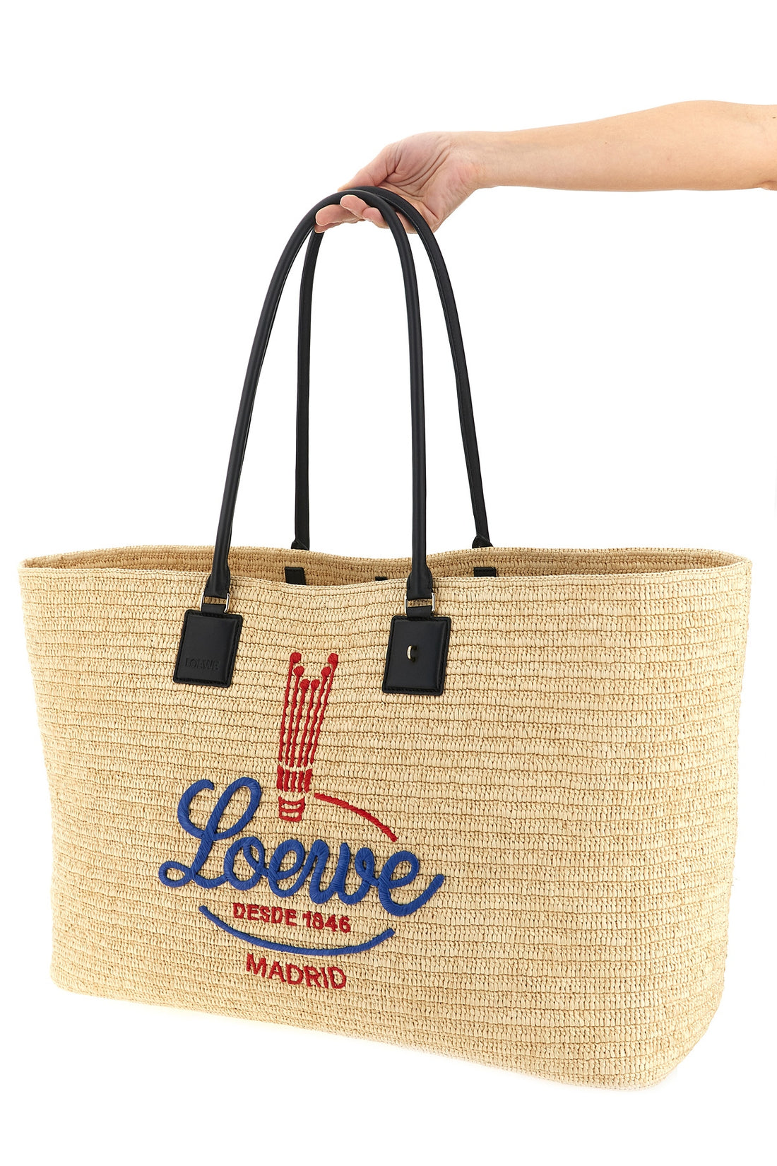 LOEWE OS verano xl crocheted raffia shopping bag