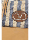 striped raffia bucket bag