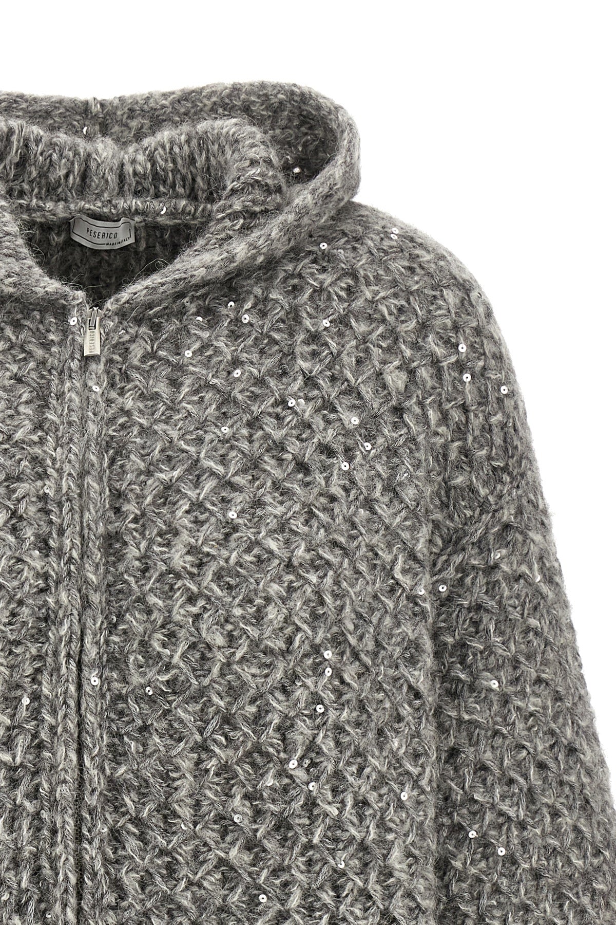 the peserico cardigan in fine alpaca blend is distinguished by a tricot processi
